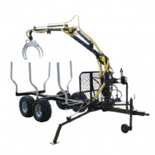 ATV MOBILE SELF POWERED GASOLINE ENGINE TIMBER TRAILER WITH CRANE